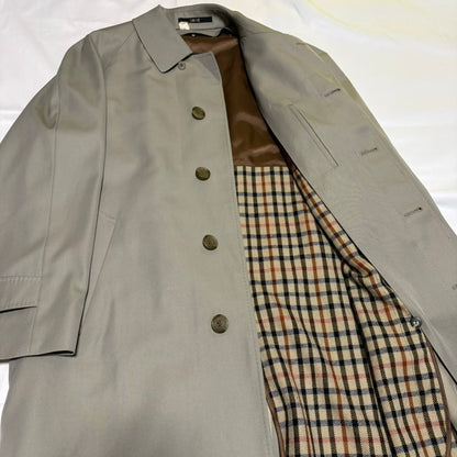 DAKS 90s Gray Wool/Silk Fly Front Balmacaan Coat