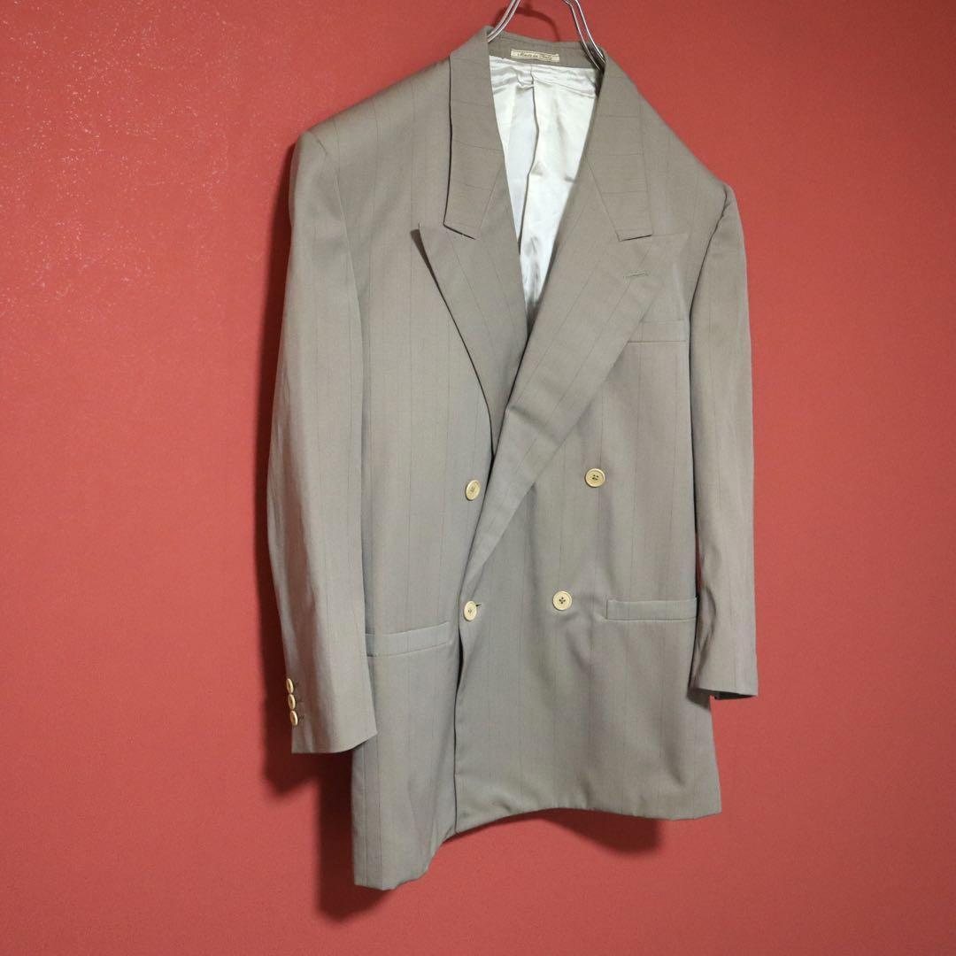 Gianni Versace 80s DB Striped Beige Jacket Size 46