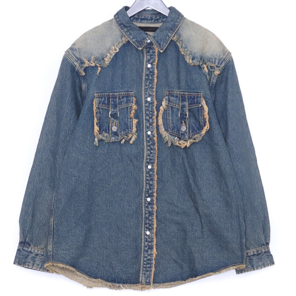 JUN NAKAYAMA 24AW Fringe Indigo Denim Shirt Size 48