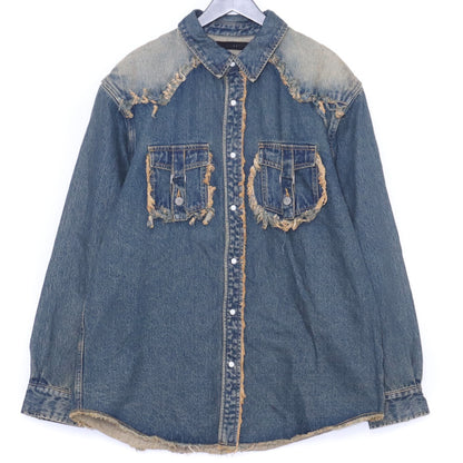 JUN NAKAYAMA 24AW Fringe Indigo Denim Shirt Size 48