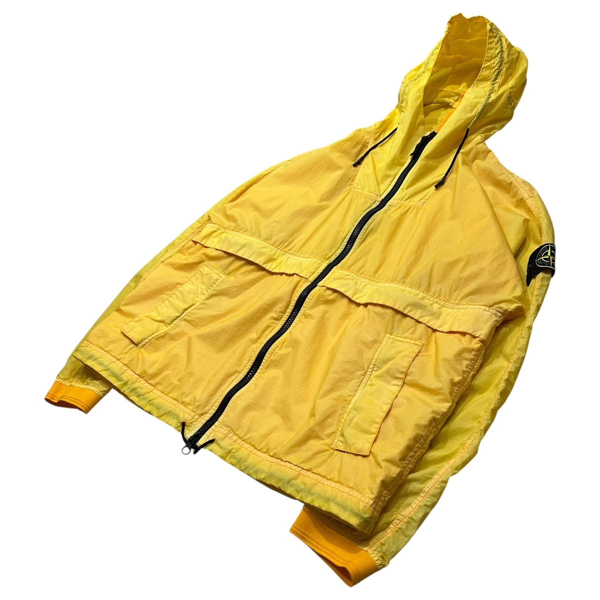 STONE ISLAND 18SS Resin Poplin Hooded Jacket Yellow Size XL