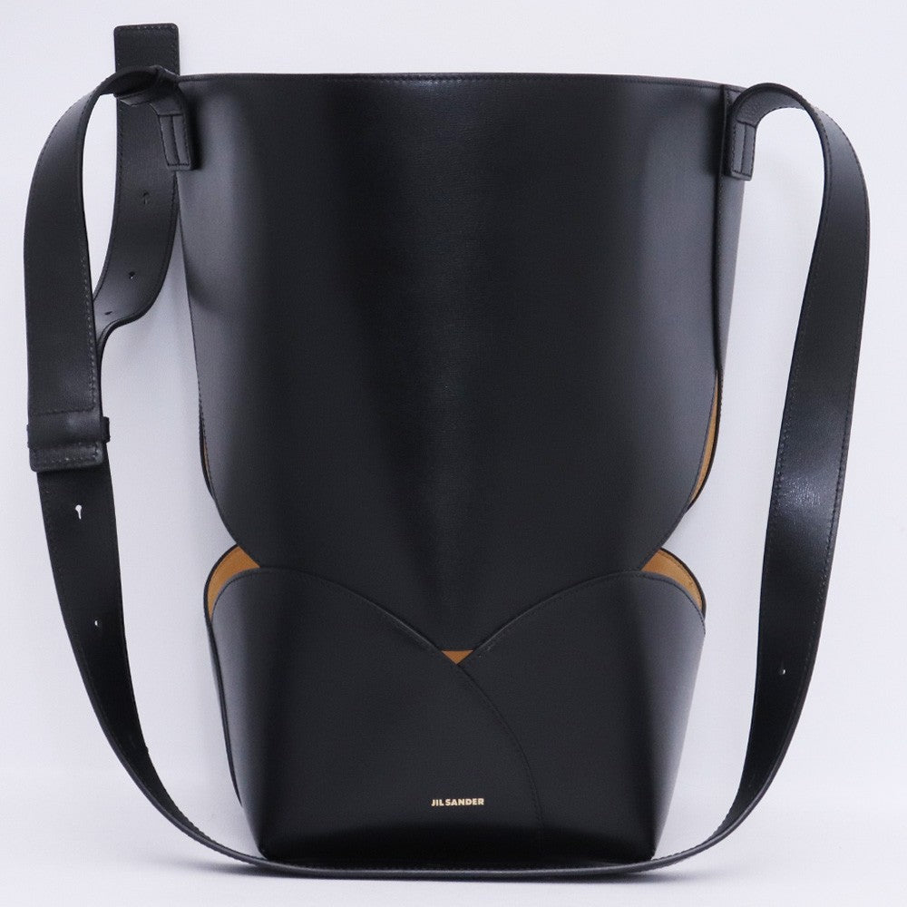 JIL SANDER CURVE BUCKET MD Leather Bag Black Size ONE SIZE