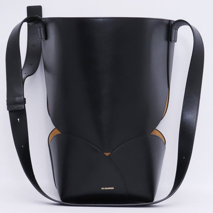 JIL SANDER CURVE BUCKET MD Leather Bag Black Size ONE SIZE