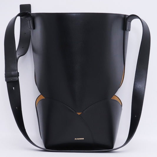 JIL SANDER CURVE BUCKET MD Leather Bag Black Size ONE SIZE