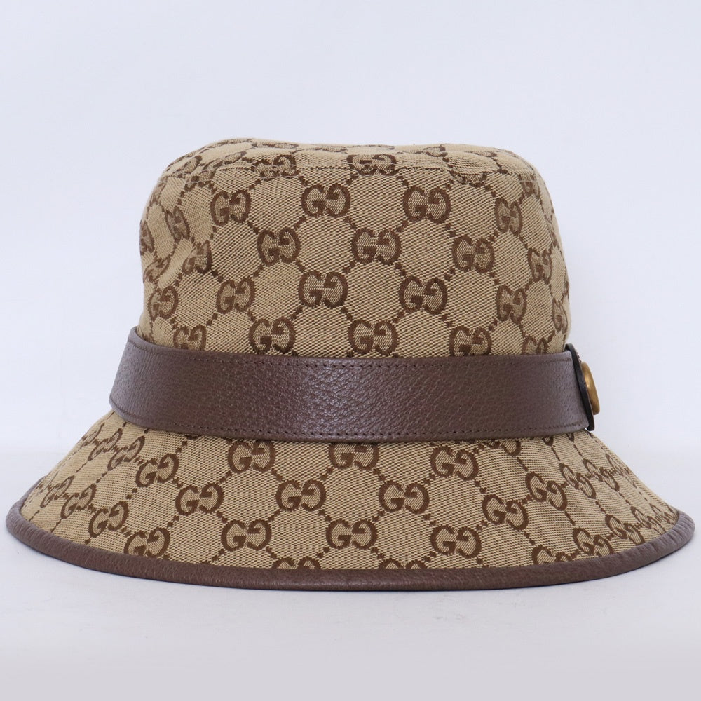 GUCCI GG Canvas Pattern Fedora Bucket Hat Beige Size M