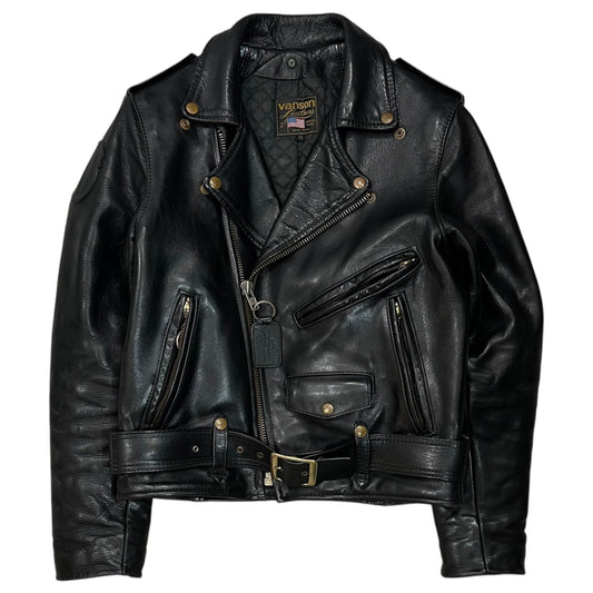 VANSON TYPE C2 Double Rider Leather Jacket Black Size 38
