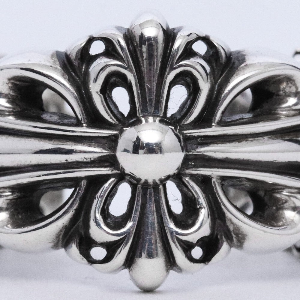 CHROME HEARTS DBL FLRL CRS Double Ring Silver Size JP 27
