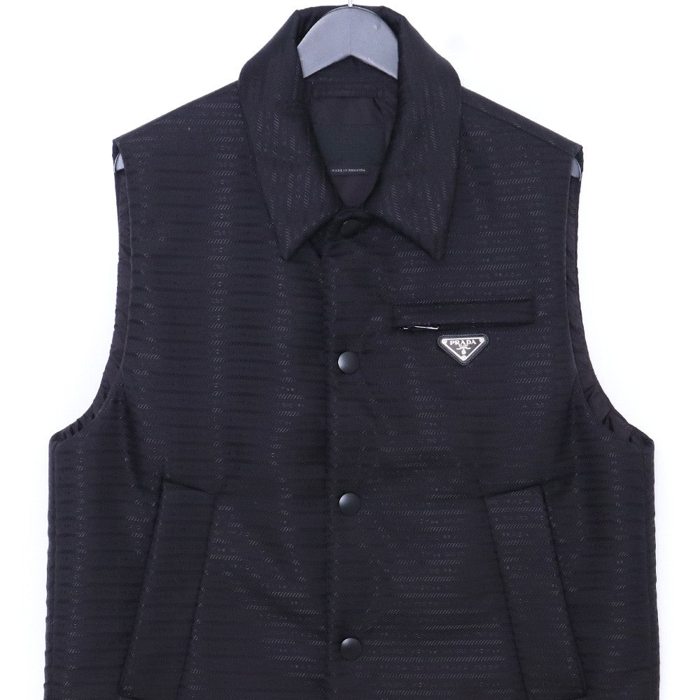 PRADA Re-Nylon Triangle Logo Padded Vest Black Size 48