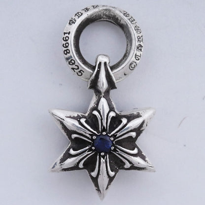 CHROME HEARTS Star Charm SAP Sapphire Necklace Silver Size F