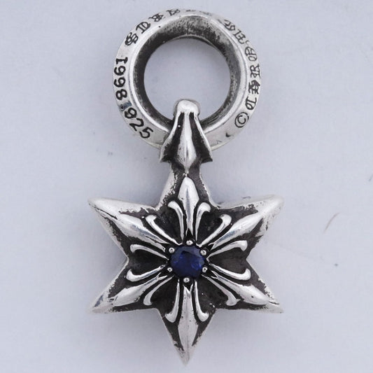 CHROME HEARTS Star Charm SAP Sapphire Necklace Silver Size F