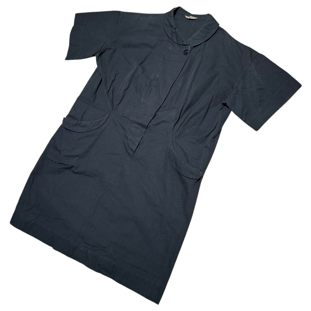 Y's 70s Vintage Cotton 2 Pocket Shirt Dress Size FREE