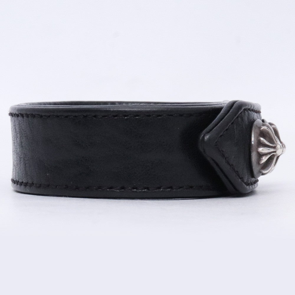 CHROME HEARTS 3BTN 2SNP Cross Ball Bracelet Black Size F