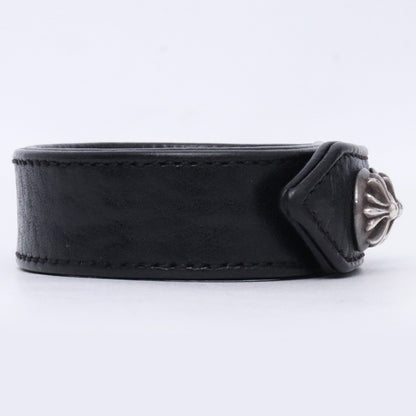 CHROME HEARTS 3BTN 2SNP Cross Ball Bracelet Black Size F