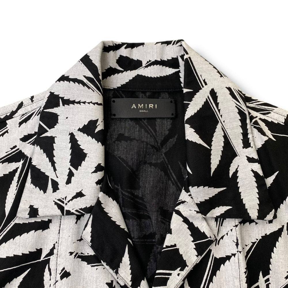 AMIRI Leaf Tencel SS Aloha Shirt Black White Size S