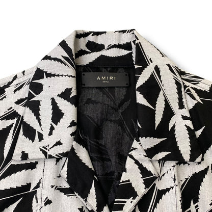 AMIRI Leaf Tencel SS Aloha Shirt Black White Size S