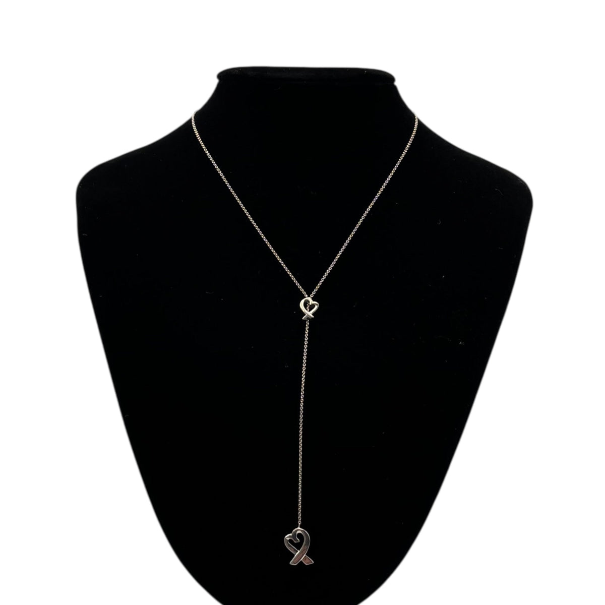 TIFFANY & CO. Elsa Peretti Double Open Heart Lariat Necklace