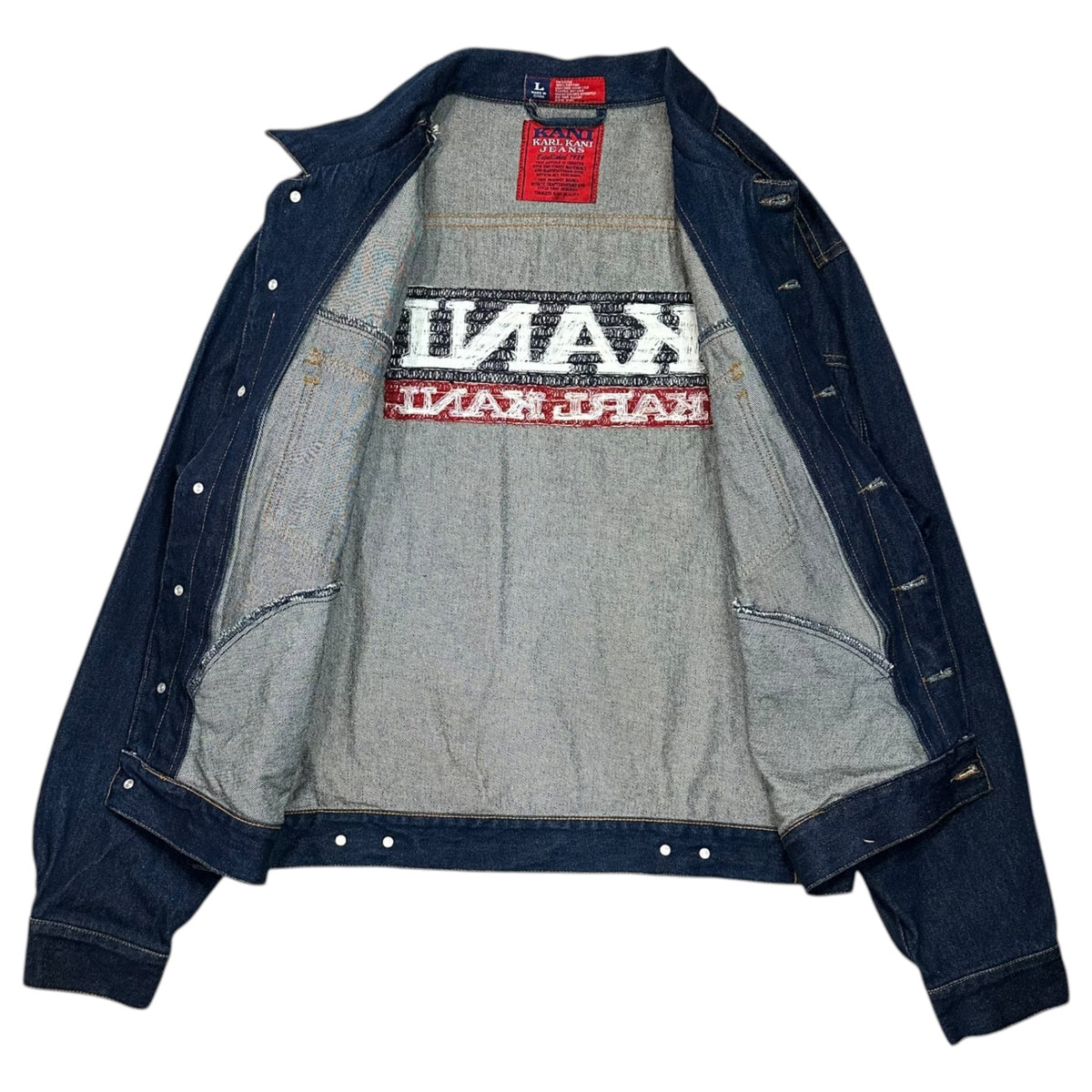 Karl Kani 90s Logo 2nd Type Denim Tracker Jacket Blue Size L