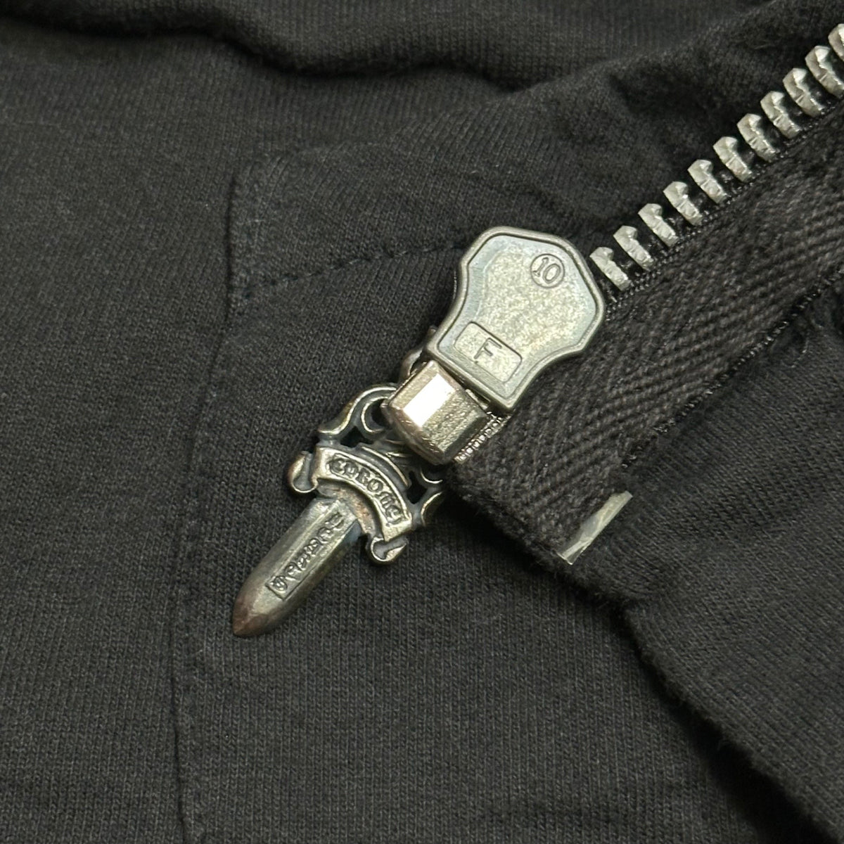 CHROME HEARTS 90s Dagger-Charm Zip Back-Print Multi Hoodie Size XS