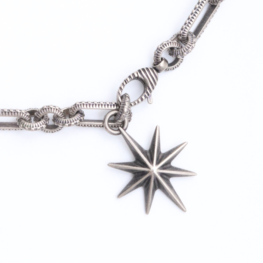 GUCCI Rhinestone Peace Motif Necklace Silver Size F