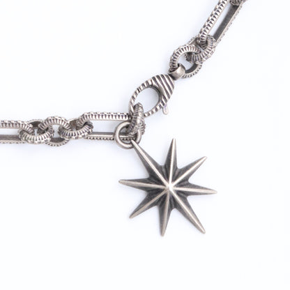 GUCCI Rhinestone Peace Motif Necklace Silver Size F