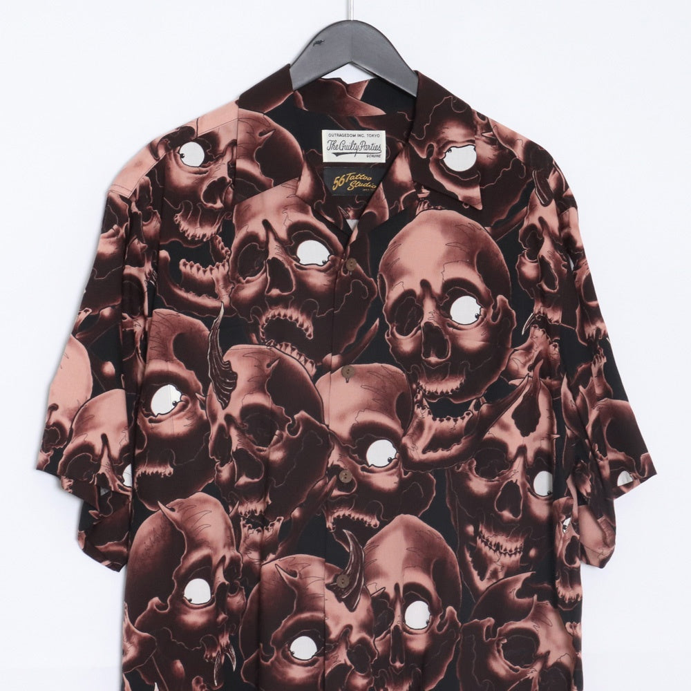 WACKO MARIA 56 TATTOO HAWAIIAN SHIRT Brown Size L