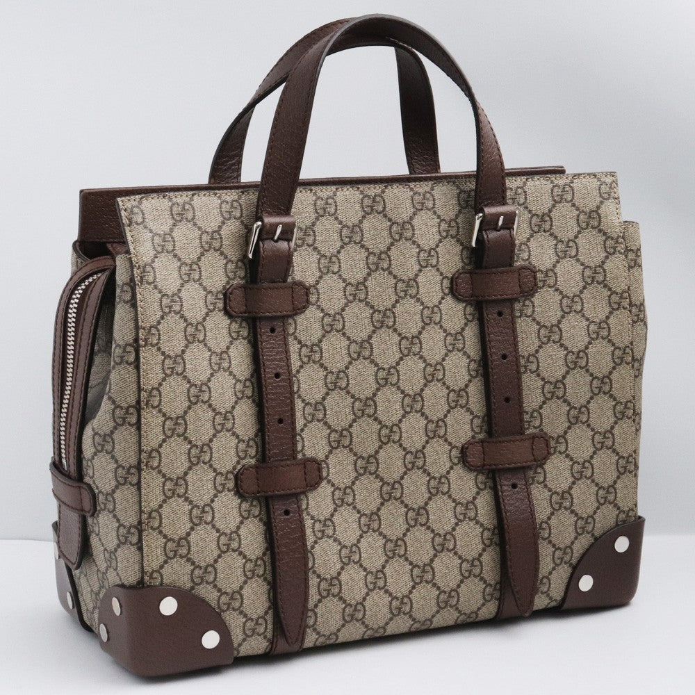 GUCCI GG Supreme Leather Tote Bag Beige Brown Size F