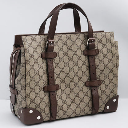 GUCCI GG Supreme Leather Tote Bag Beige Brown Size F