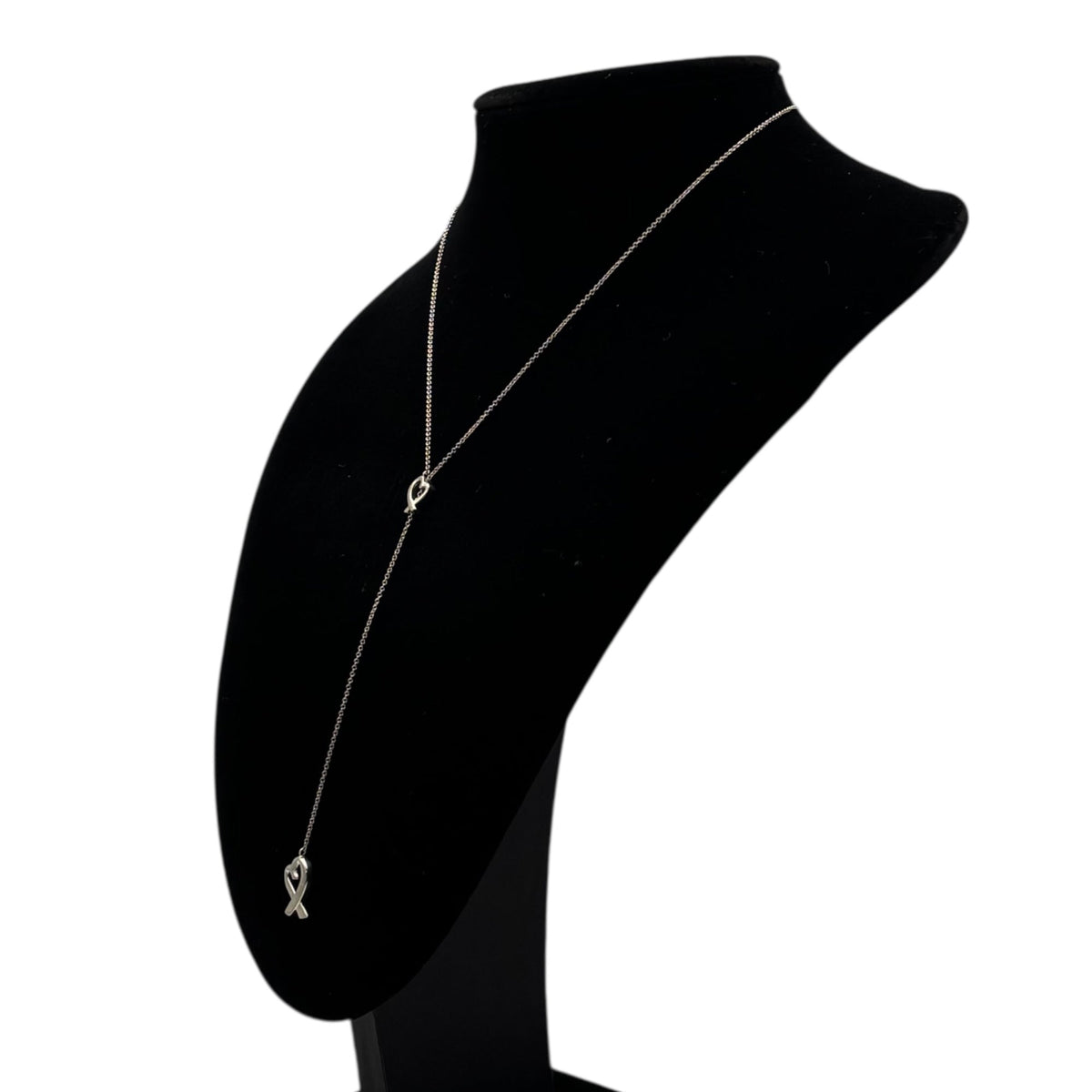 TIFFANY & CO. Elsa Peretti Double Open Heart Lariat Necklace
