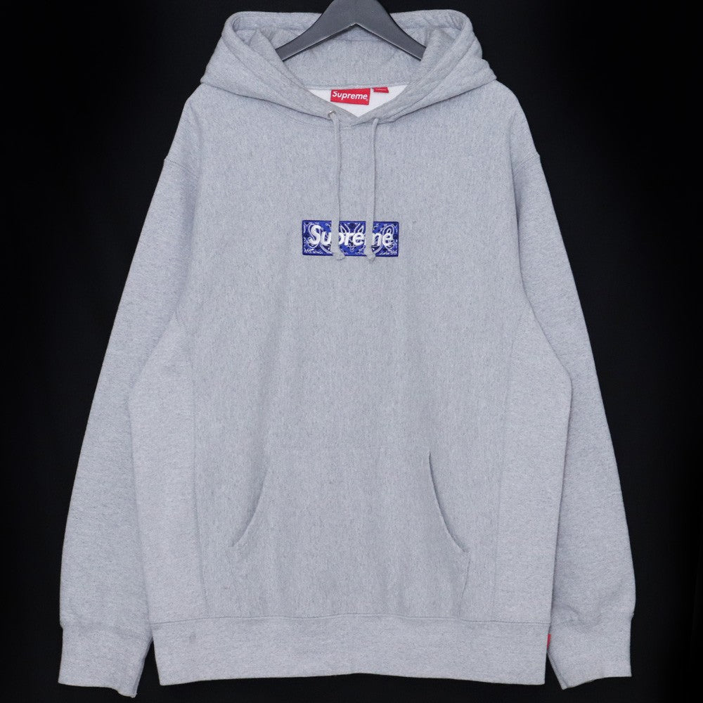 Supreme 19AW Bandana Box Logo Gray Hoodie Size XL