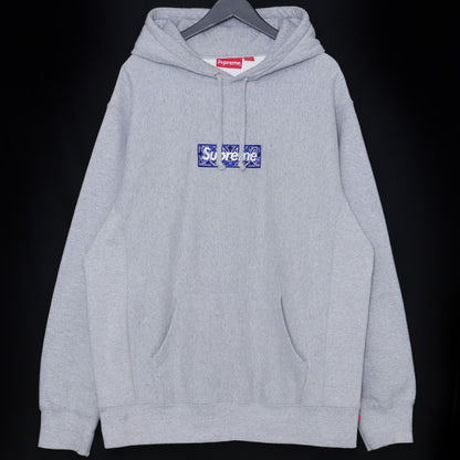Supreme 19AW Bandana Box Logo Gray Hoodie Size XL