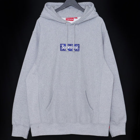 Supreme 19AW Bandana Box Logo Gray Hoodie Size XL