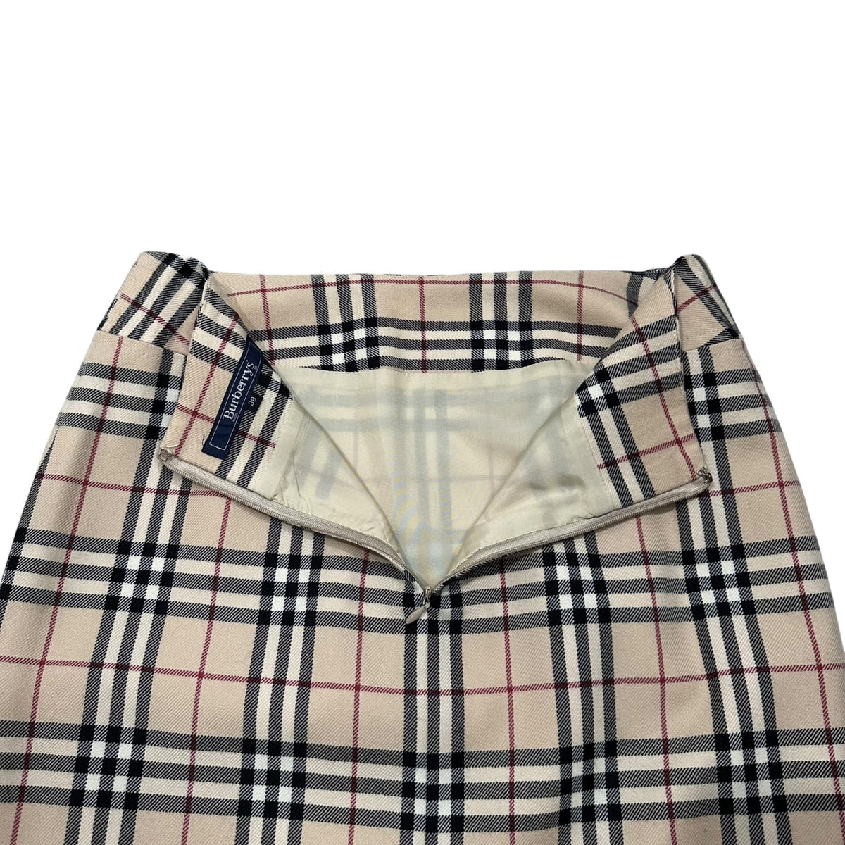 Burberry's Vintage Nova Check Wool Skirt Beige Size 38
