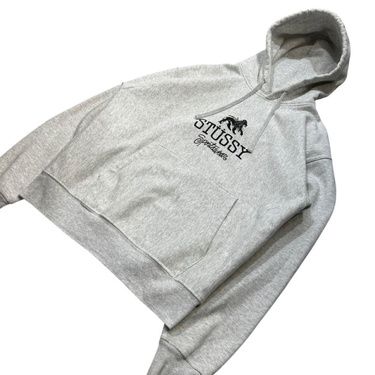 STUSSY 24AW Sport Swear Hood Lion Graphic Light Gray Hoodie Size M