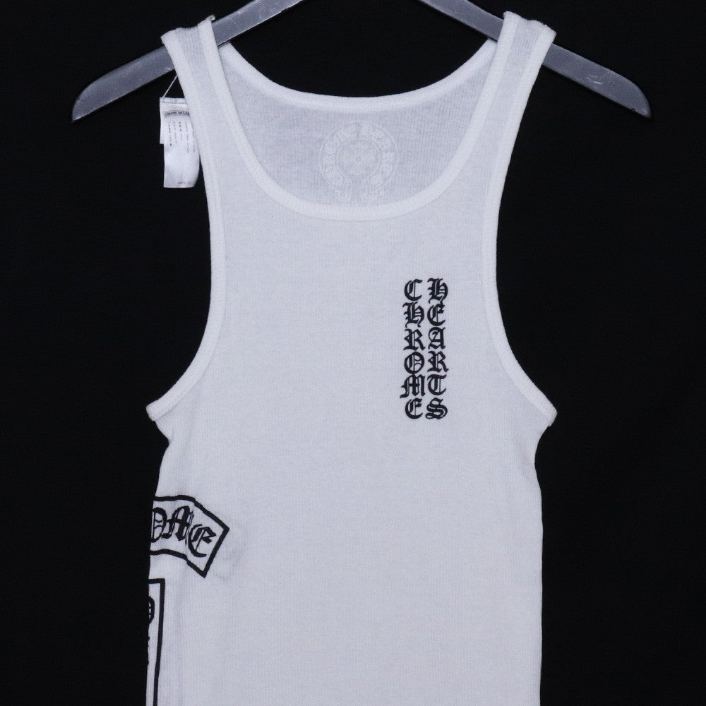 CHROME HEARTS Vertical Logo Rib Tank Top White Size S