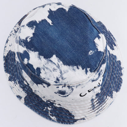 CELINE Tie-Dye Bleached Denim Bucket Hat Blue Size L