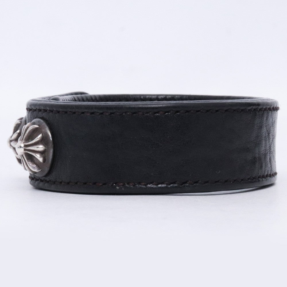 CHROME HEARTS 3BTN 2SNP Cross Ball Bracelet Black Size F