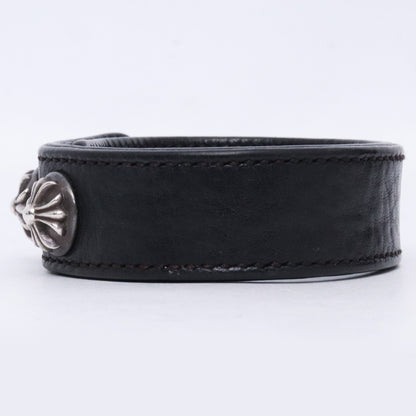 CHROME HEARTS 3BTN 2SNP Cross Ball Bracelet Black Size F