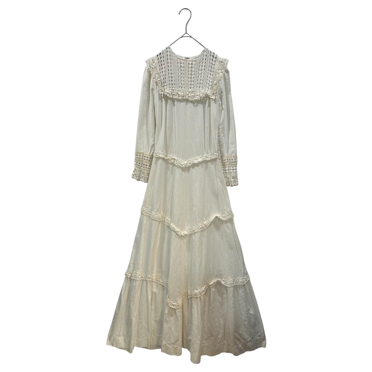 Euro vintage 40s Lace Cotton Long Dress