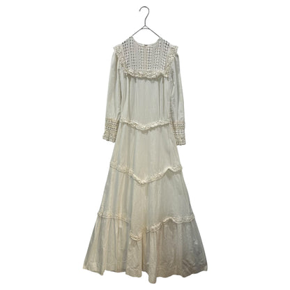 Euro vintage 40s Lace Cotton Long Dress