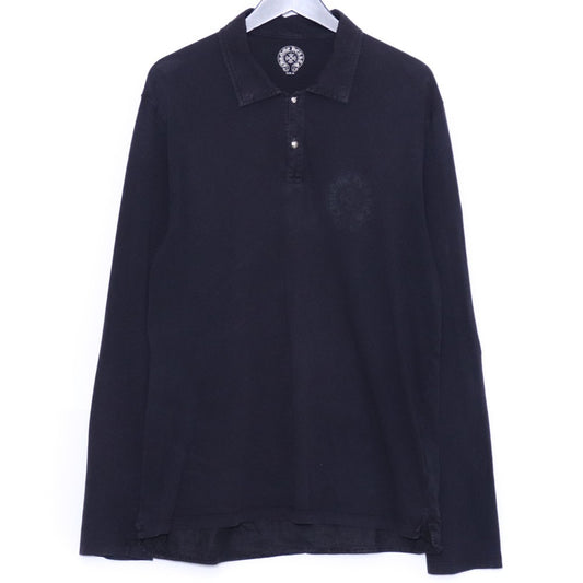CHROME HEARTS OLD Cross Ball Horseshoe Polo Black Shirt Size M