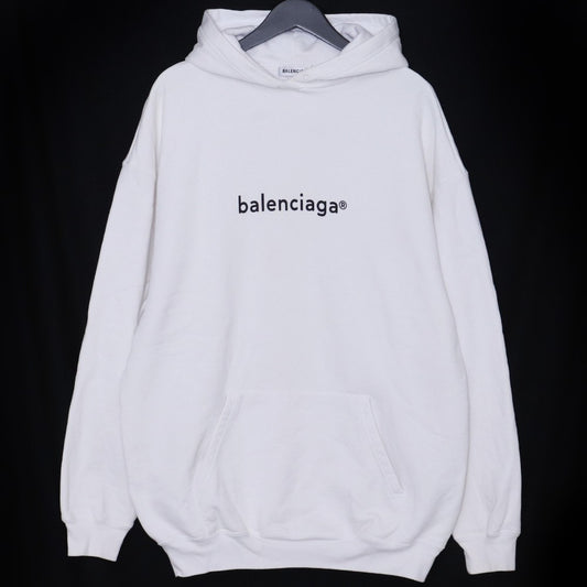 BALENCIAGA 20AW Copyright Logo Hoodie White Size S