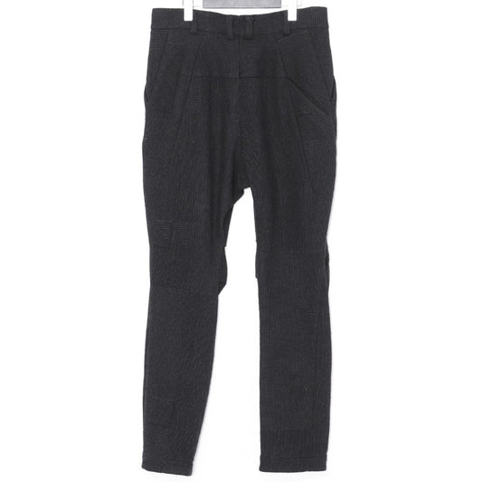 DEVOA Crazy Check Wool Silk Easy Casual Pants Black Size 2