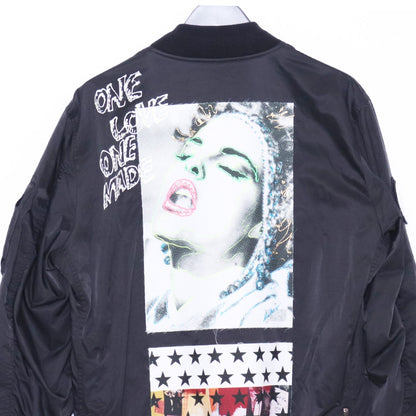 ONE MADE MA- Girl Print Madonna Bomber Jacket Black Size L