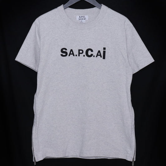 SACAI × A.P.C Kiyo Side Zip Logo T-Shirt Gray Size S