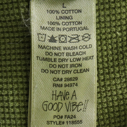 STUSSY Waffle Lined Full Zip Hoodie Green Size L