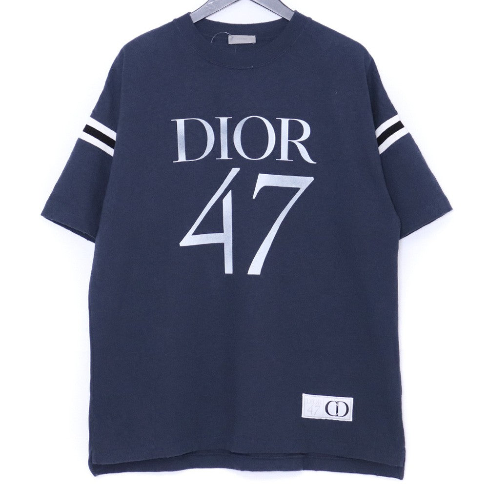 DIOR HOMME 24SS Damaged Slub Cotton T-Shirt Navy Size M