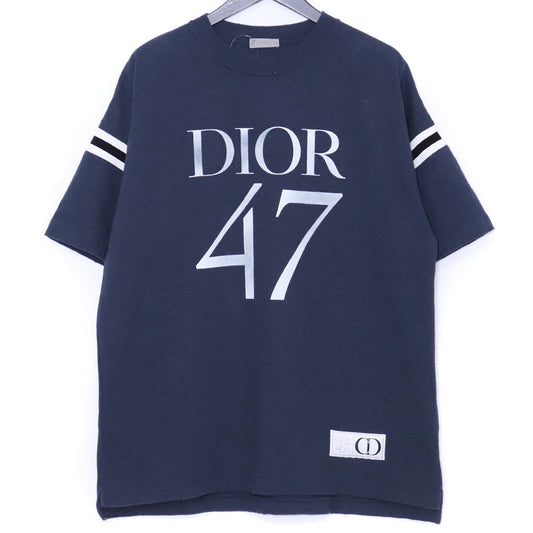 DIOR HOMME 24SS Damaged Slub Cotton T-Shirt Navy Size M
