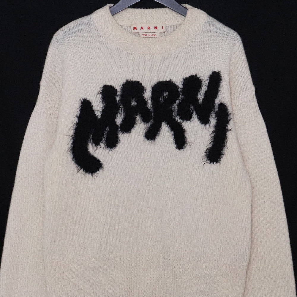 MARNI Shetland Wool Nylon Crewneck Sweater White Size 46