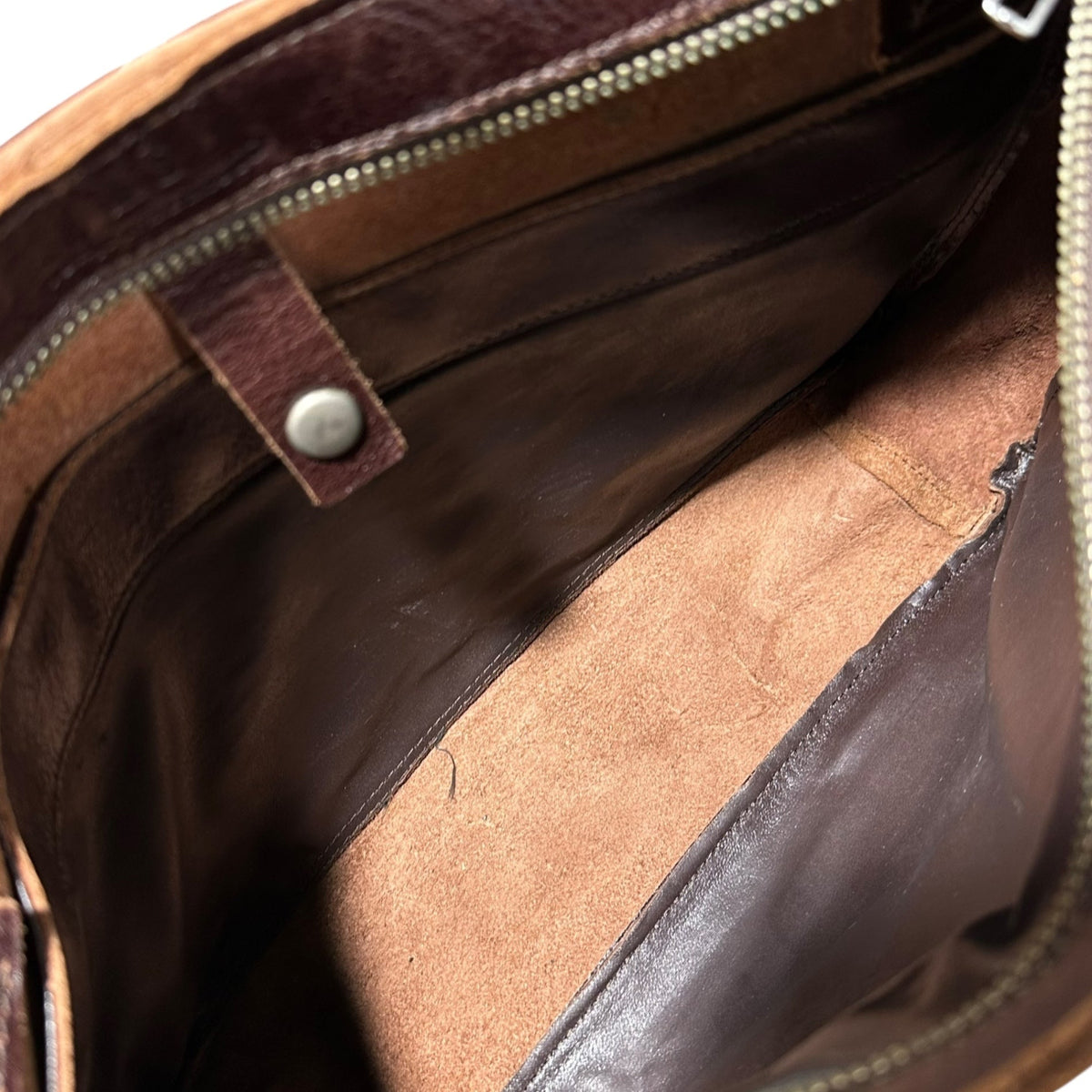 Y's Leather Flap Waist Pouch Brown