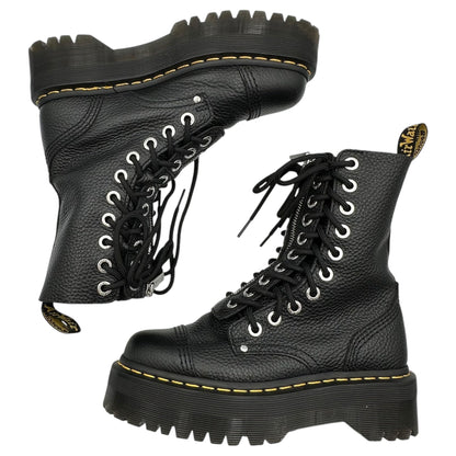 DR.MARTENS Center-Zip 10-Eyelet Lace-Up Boots Black Size UK5